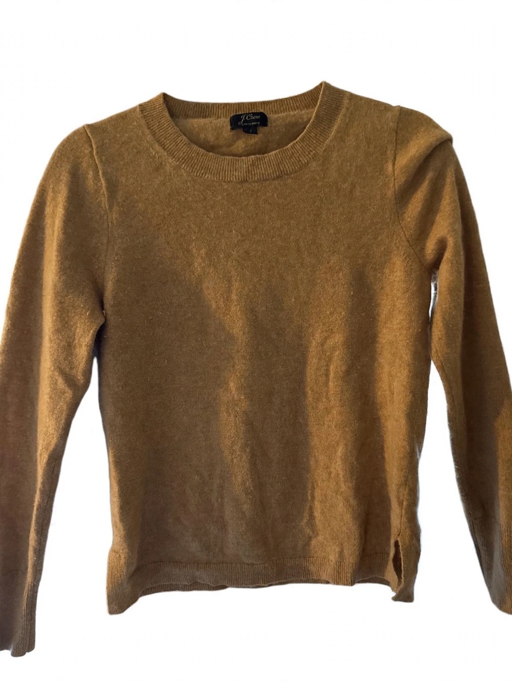 J.Crew 100% Cashmere Crewneck Sweater Camel Tan Beige Size M Medium